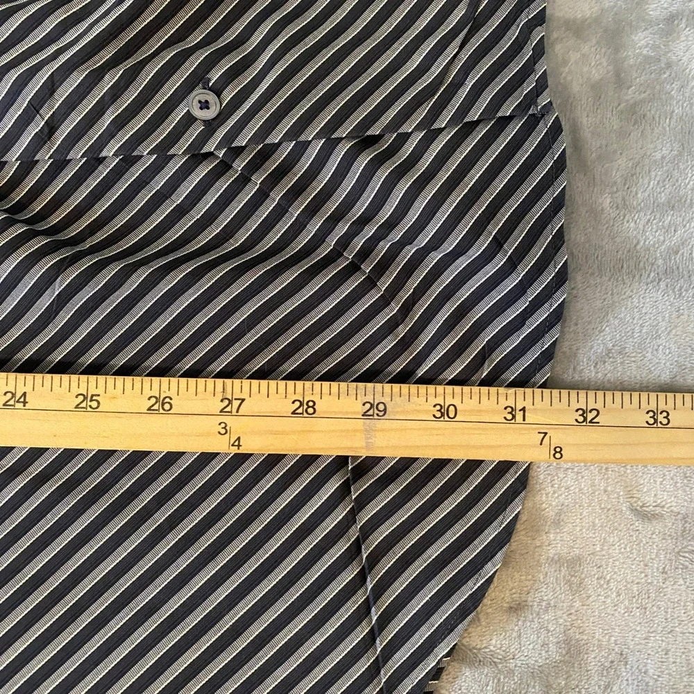Banana Republic Shirt Sz L Black Gray Diagonal Stripe Button Up VTG Y2K ‎ Office